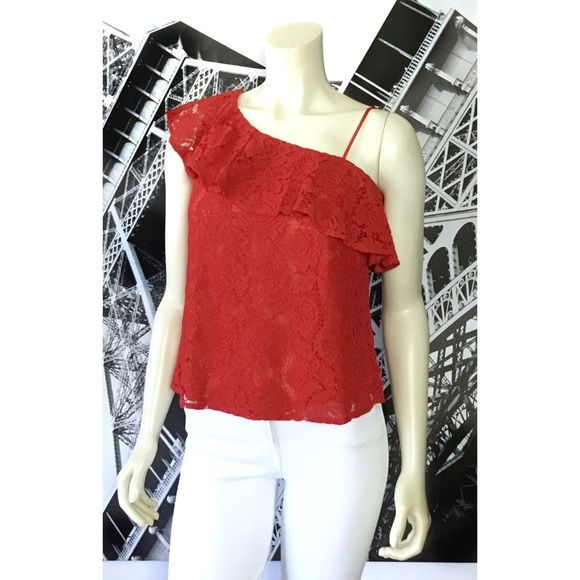 Red Lace One Shoulder Top From MINE - Picture 2 of 5